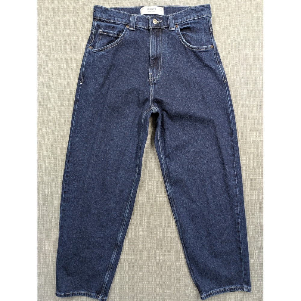 Hollister Skater Baggy Jeans Mens 30x28 (30x30) Blue Dark Wash Relaxed Tapered